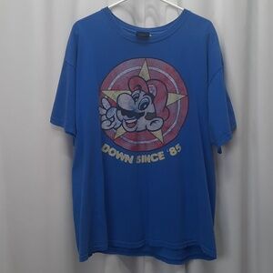 Vintage 2007 Nintendo Super Mario "Down Since '85" T-Shirt - Blue - Size 2XL